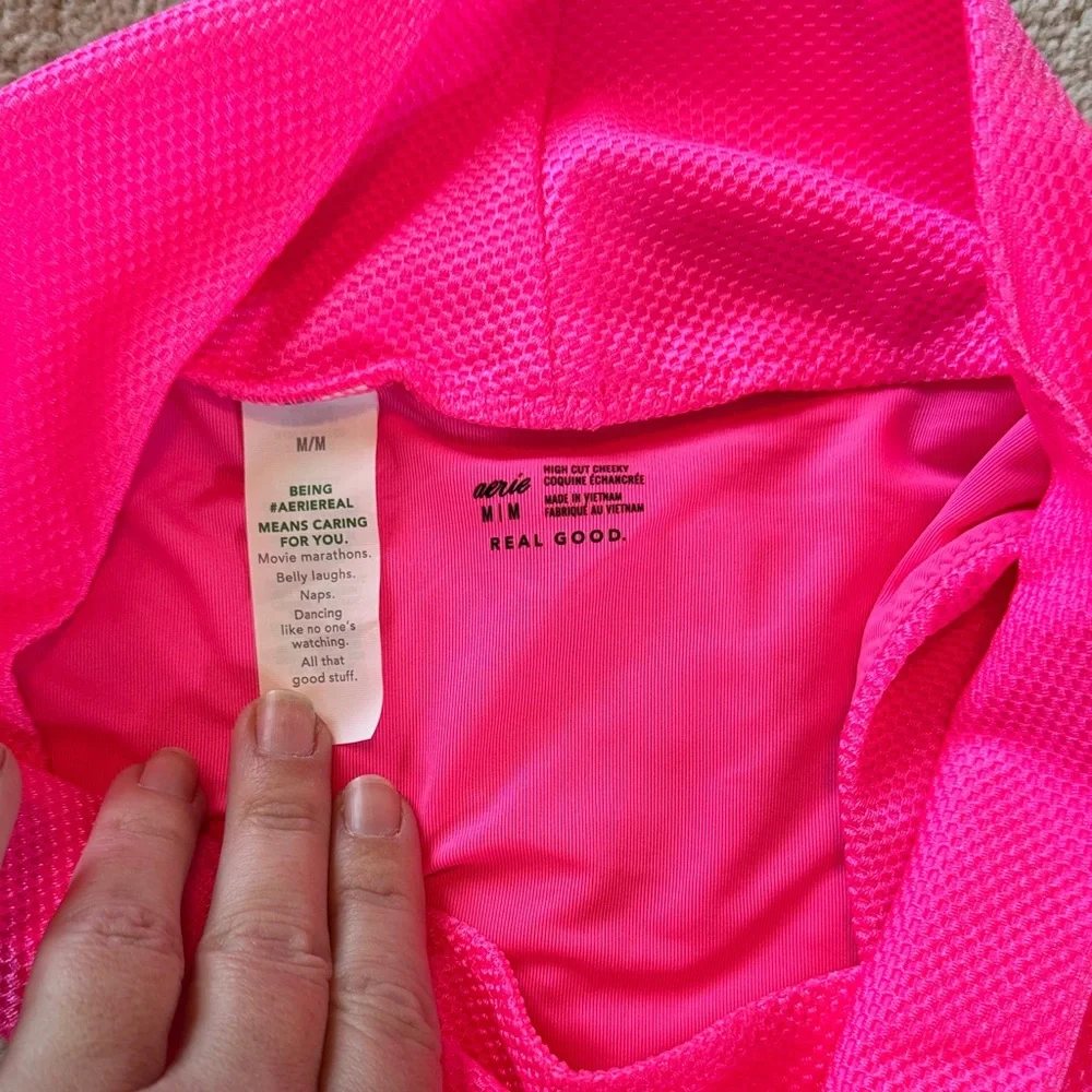 Aerie High-Waist Bikini Bottoms in Black and Hot Pink - Picture 8 of 8